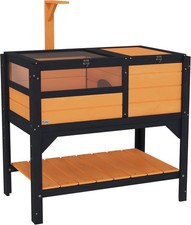 PawHut Tortoise Habitat with Shelf Storage, Tortoise Enclosure, Yellow