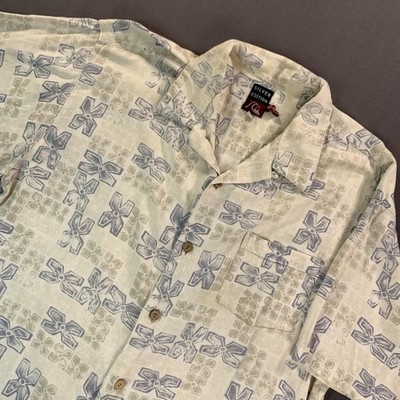 Quiksilver Silver Edition Shirt Mens XL White Hawaiian Short SLV Button Loop CLR