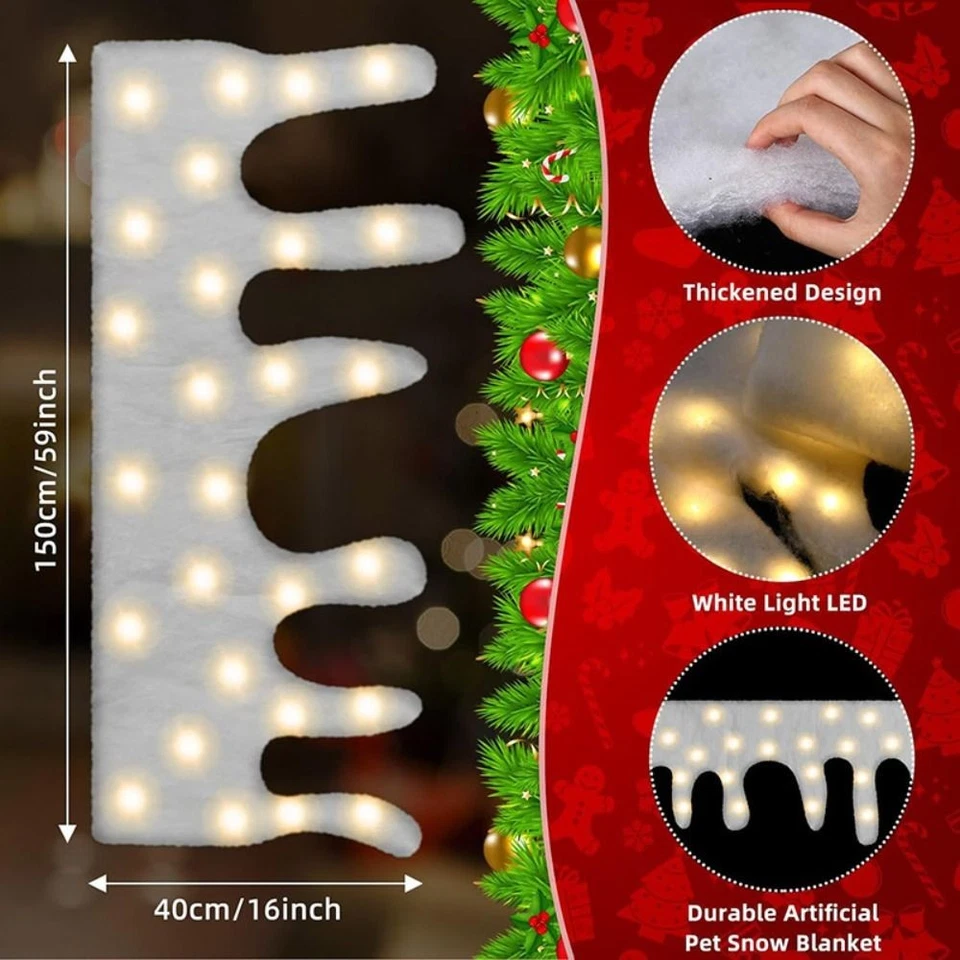 Warm White LED Fake Icicle Snow Blanket Fluffy Faux Snow Sheet - Image 2 of 4
