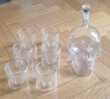 Set bottiglia teschio in vetro + 6 bicchieri skull shot – stile tequila vodka 