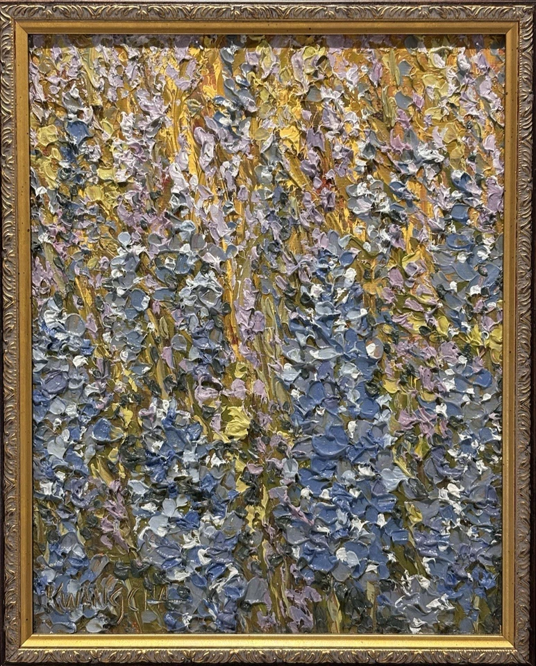 Original Impasto Painting,"Delphinium" Kwang Cha 2016, Rare Fine Art Decor Gifts - Image 2 of 4