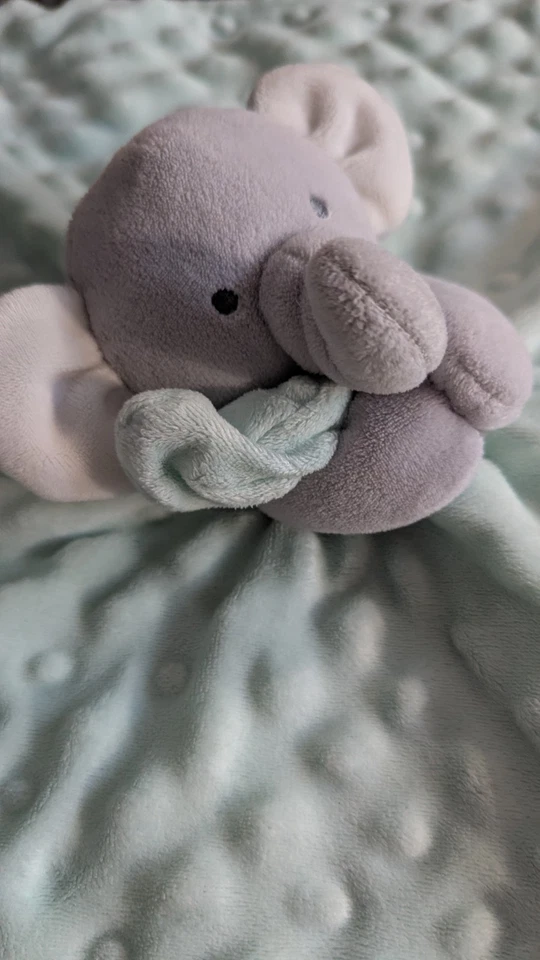 Carters Elephant Little Star Lovey Mint Green Security Blanket Rattle Plush Toy - Image 4 of 4