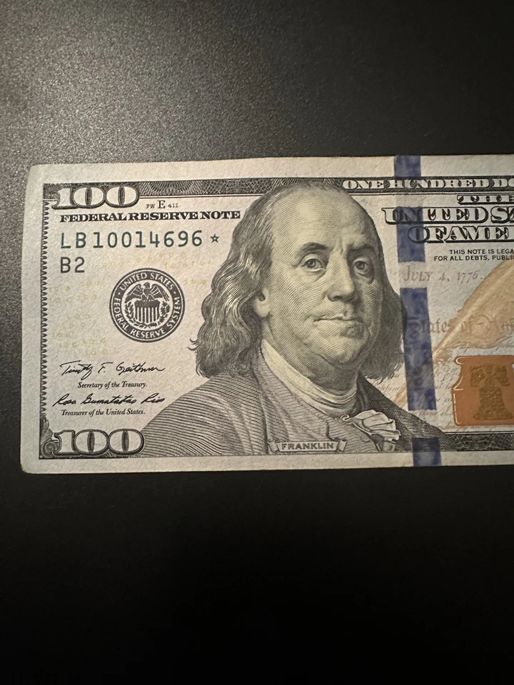 100 Dollars Star Note Rare On Start Look Up 2009a Lb10014696* - Image 3 of 4