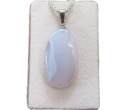 Chalcedon Blue Lace Achat Cabochon Anhänger 28,2x16,2 mm Nr. 5052