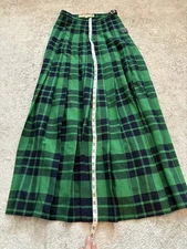 Kinloch Anderson Womens Green Blue Striped Wool Belted Kilt Skirt Size 10