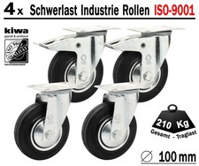 4 x Transport Schwerlast Lenkrollen Gummi Rollen Ø 100mm Br-Le BS-Rollen GERMANY