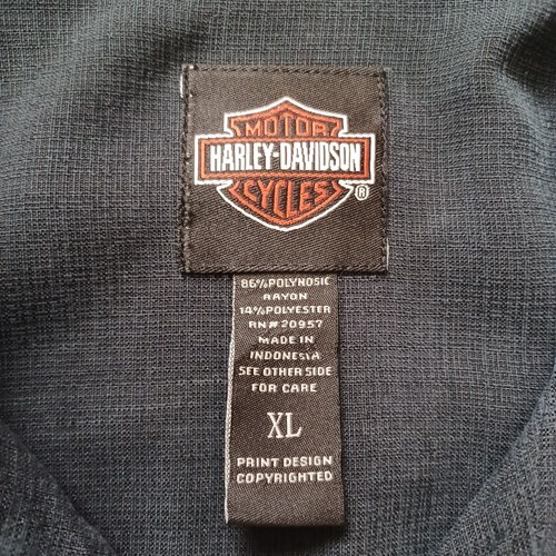 Harley Davidson Camp Shirt Mens XL Black Button Up Embroidered Logo Beach Y2K - Picture 4 of 18