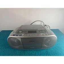 Sony CFD S01 CD Radio Cassette Recorder Boombox Silver Gray Portable -Ships Free