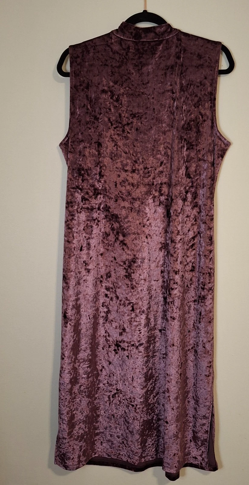 Michael Kors XL abito midi donna viola velluto schiacciato senza maniche collo alto