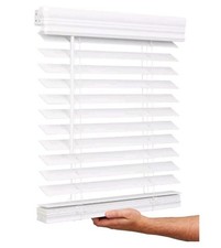 Lotus Windoware cordless 2-inch faux wood horizontal blinds in bright white