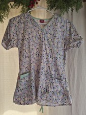 Dickies Flowered Scrub Top Xs Multicolored