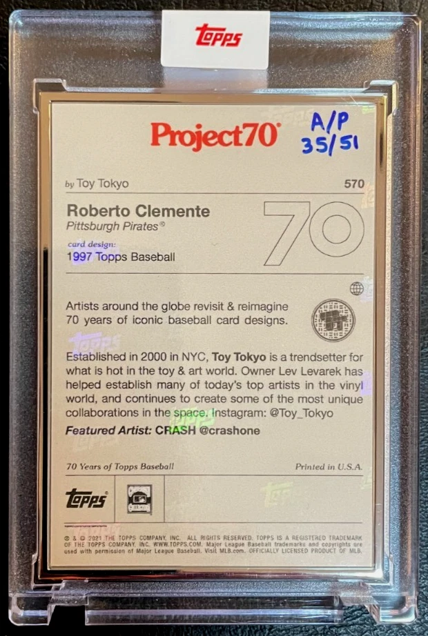 2021 Topps Project 70 Roberto Clemente Card #570 by Toy Tokyo Artist Proof 35/51 - Image 2 of 2