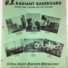 U.S. Radiator Design Baseboard Installation Manual 1950s Rare VHTF Detroit ATL