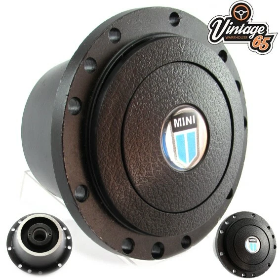 Austin Mini 13 "Classic Wood Rim Steering Wheel Fitting Boss Badged Horn Upgrade - Imagen 3 de 3