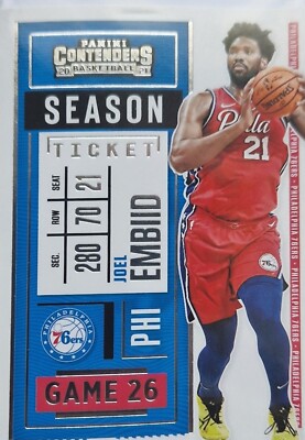 TOP RAR Panini Contenders Basketball 2020 - 2021 Season Card Joel Embiid