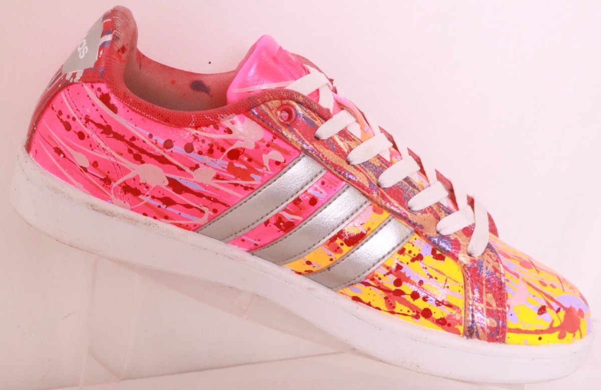 Adidas Neo AQ0528 Pink Orange Paint Splatter Custom Sneakers
