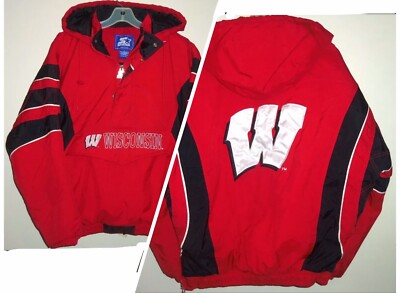 VINTAGE WISCONSIN BADGERS THROWBACK STARTER 1/2 ZIP PULLOVER