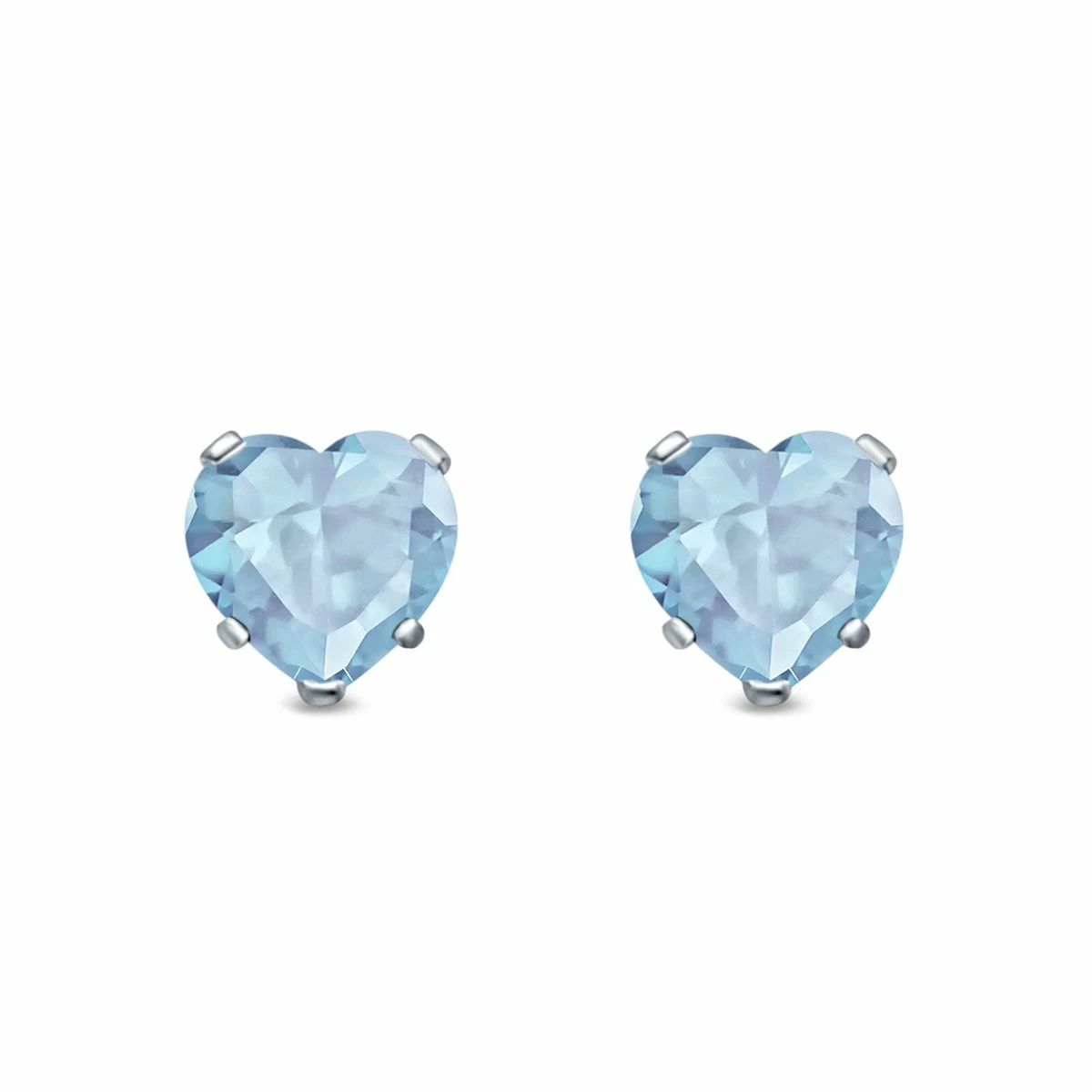December Birthstone Blue Topaz Heart Shape CZ Stud Earrings 925