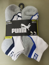 New Mens Puma 6 Pair Training Quarter Crew Athletic Socks.