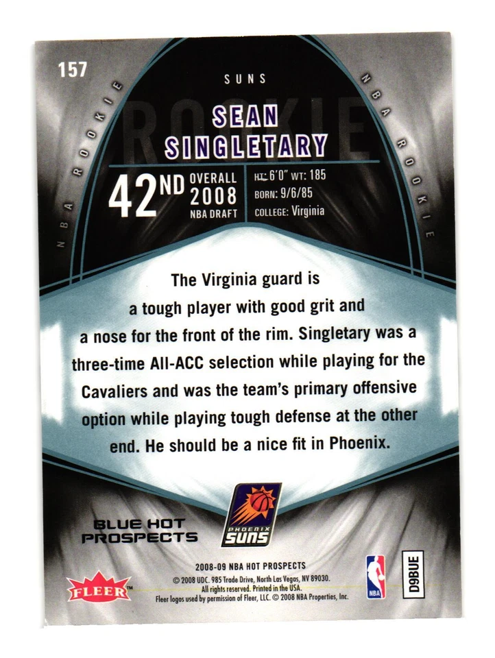 2008-09 Fleer Hot Prospects #157 Sean Singletary Blue - Image 2 of 2