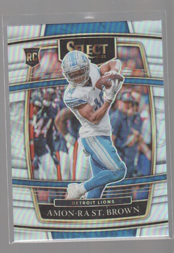 AMON-RA ST. BROWN 2021 PANINI SELECT SILVER PRIZM ROOKIE CARD #73