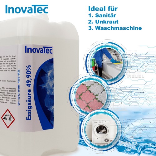 Essigsäure Essigessenz 49,0% technische Qualität 10l Geruchsentferner InovaTec - Bild 2 von 7