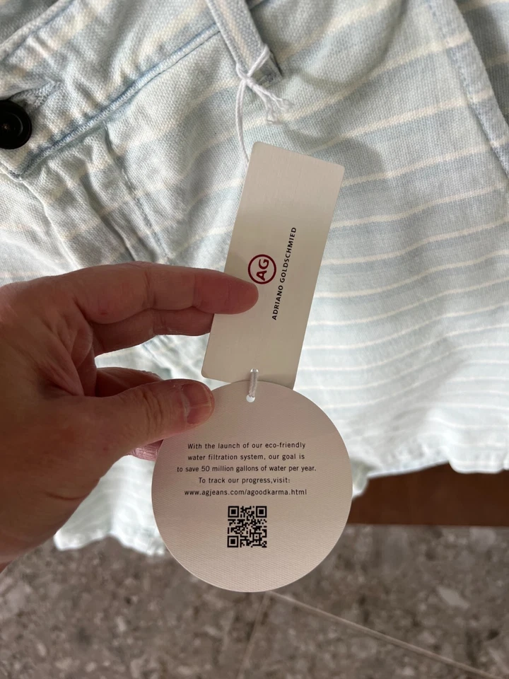 AG Adriano Goldschmied Men's Causal Shorts Blue/White W Front Pockets Sz:30 - Image 4 of 4