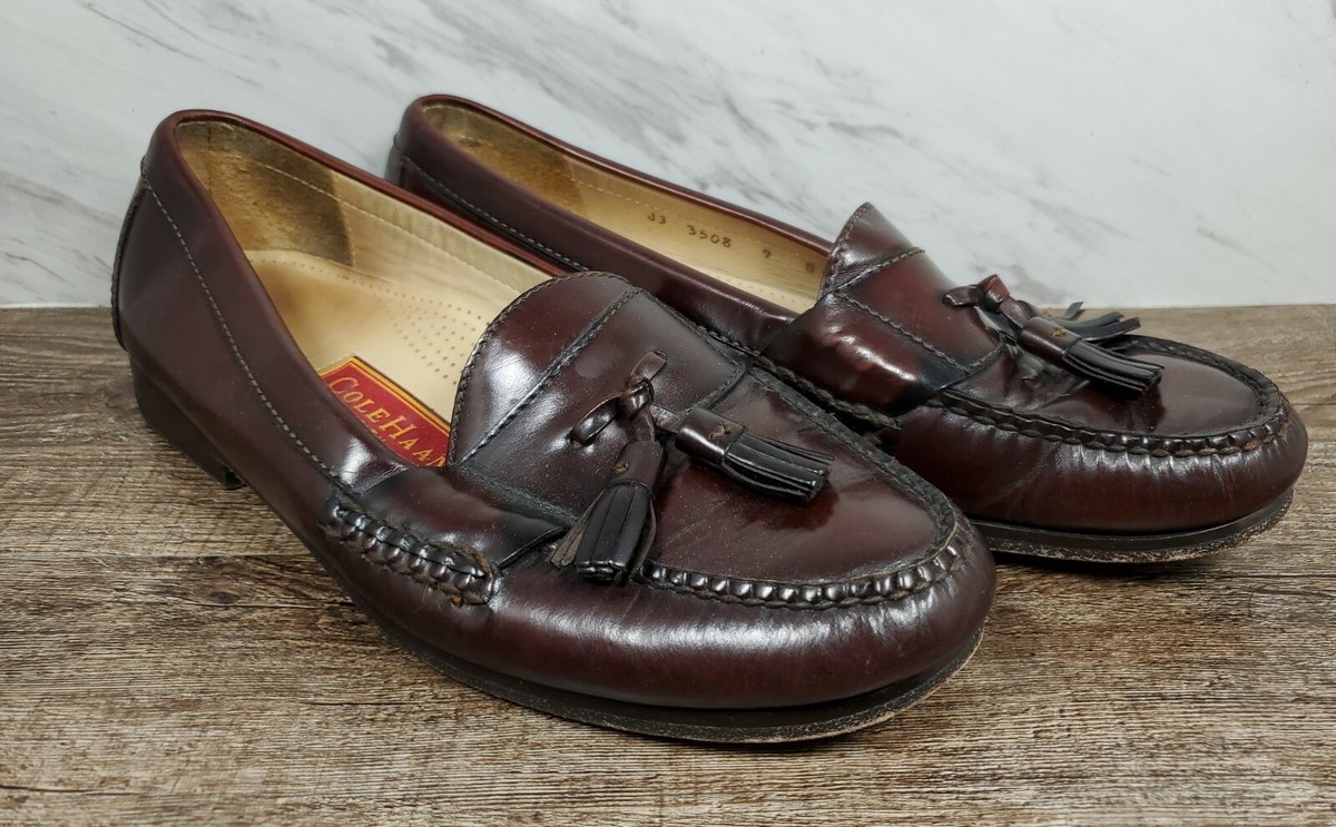 ☆ ~Cole Haan Mens Leather Tassel Loafers Size 9 D Brown 