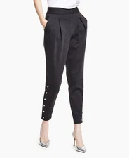 MSRP $80 Inc International Concepts Snap Detail Ponte Pants Charcoal Size XS