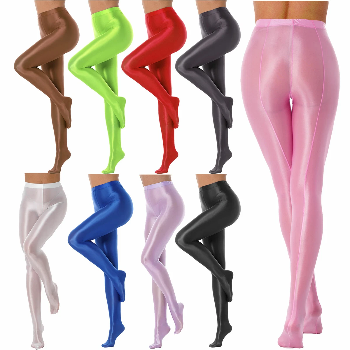 Ultra Woman Glossy Oil Silk Leggings High Waist Lingerie Long Pants