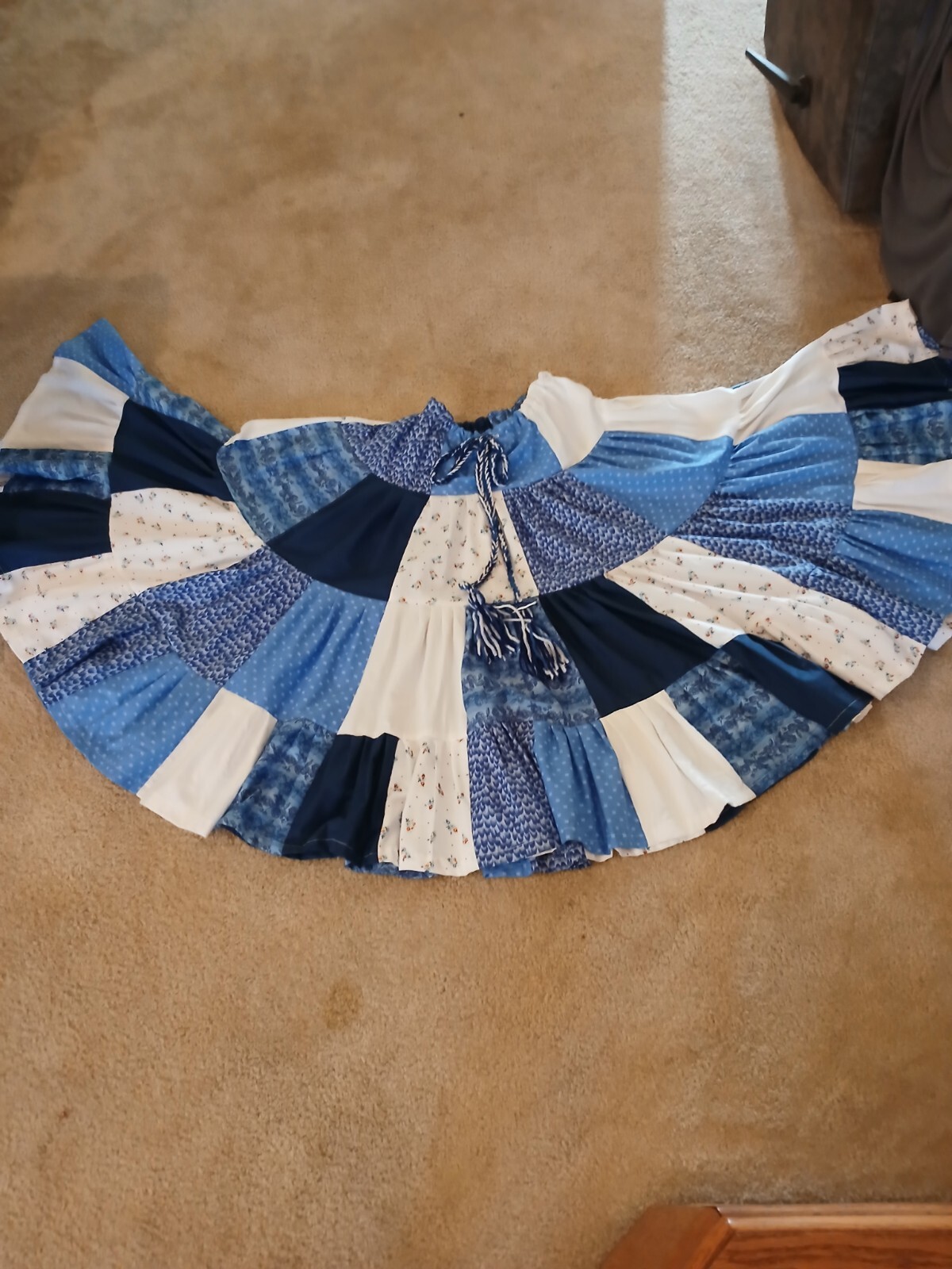 Vintage Boho Handmade Full Circle  Patchwork Peas… - image 4