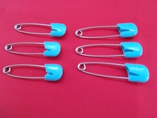 Gerber Diaper Pins- Stainless Steel - Safety Lock - Set of 6 Blue Pins