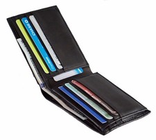 Bifold Wallet Men's Genuine Leather Black Credit/ID Card Holder Slim Purse