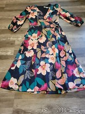 Eliza J Floral Print Faux Wrap Style Midi Dress 6