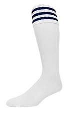 PearSox Intermediate Euro 3 Stripe White Navy Blue 6 Pairs Soccer Socks NWT