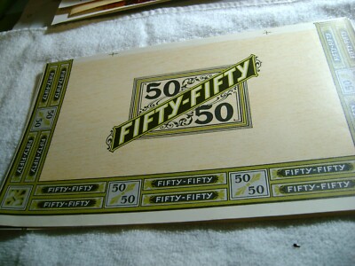 FIFTY-FIFTY.-VINTAGE INNER CIGAR BOX -EMBOSSED LABEL-