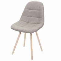 KüChenstuhl HWC-A60 Ii, Stuhl Esszimmerstuhl, Retro, Stoff/Textil Creme-Grau