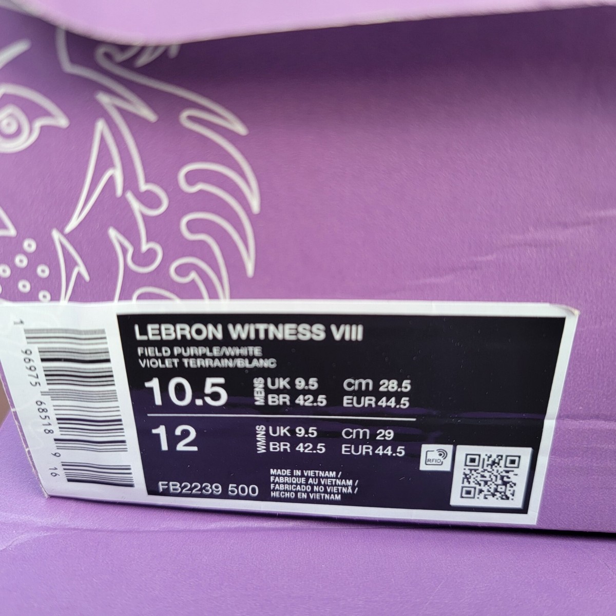 NIB NIKE Lebron Witness VIII 8 Field Purple White FB2239 500 