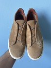 Ermenegildo Zegna Triple Stitch Tan Beige Suede Sneakers Mens Size 11
