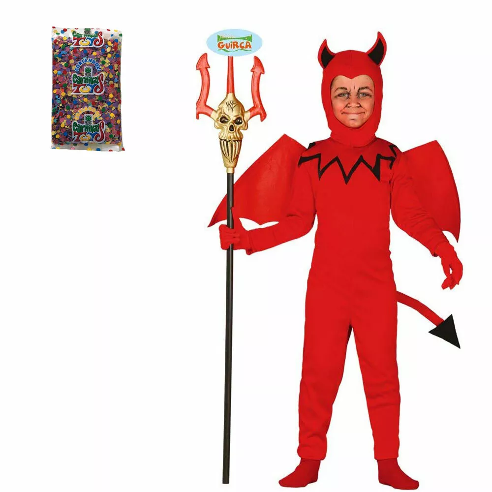 Guirca Costume da Diavoletto Rosso Vestito Bimbo Bambino Diavolo Alato  Lucifero