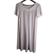 Miss Elaine Classics Pink Knee Length Nightgown Flutter Sleeves Cottagecore sz L