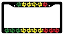 Black License Plate Frame PUPPY FEET (RASTA) Auto Accessory