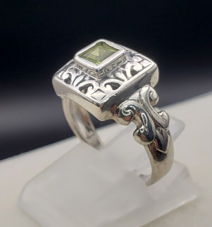 Vintage Peridot Square Cut Solid Sterling Silver … - image 10