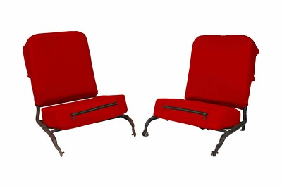 2-Piece Seat Covers With Foam & Cargo Pockets For Jeep Willys CJ2A, CJ3A, CJ3B, M38 & M38A1