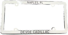 Plastic DeVoe Cadillac Naples Florida FL License Plate Tag Frame Holder