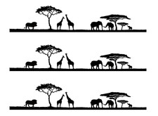 Barrette Africa 6 pcs 3.25 Black Fused Glass Decals