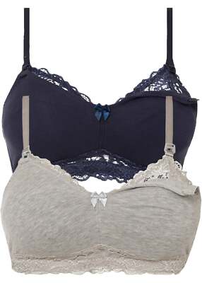 Still BH ohne Bügel Gr. 75 Cup D Dunkelblau Hellgrau Damen Baumwolle-Bra Neu*