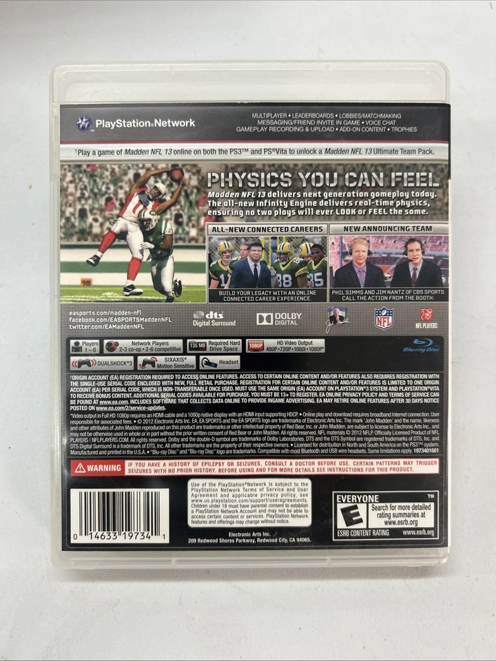 Madden NFL 13 (Sony PlayStation Vita, 2012) Tested Complete In Case CIB NTSC - Image 2 of 4
