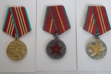  3 Soviet Union Military Medals for Impeccable Service, 1st, 2nd,  3rd Class