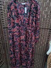 Ladies maternity dress, plus size 22, chest 50, L53, long, fake wrap, black NWTs